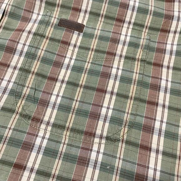 Carhartt Men's Large Green Brown Plaid Short Sleeve Button Down Shirt - GUC - Picture 8 of 10